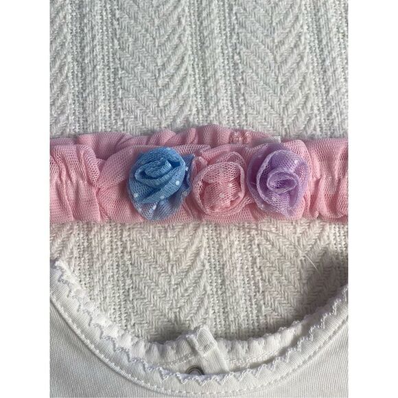 Little Me Baby Girls 12 Months Multi Tier Popover and Matching Headband - Picture 3 of 12